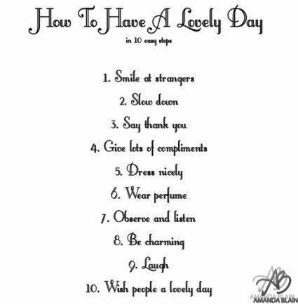 how to have a lovely day in 10 easy steps